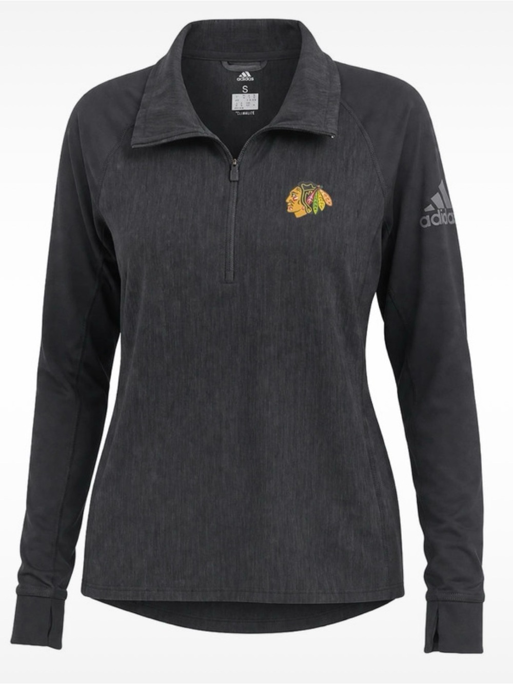 Adidas Women’s Black Chicago Blackhawks Quarter-Zip Climalite with Pockets GUC